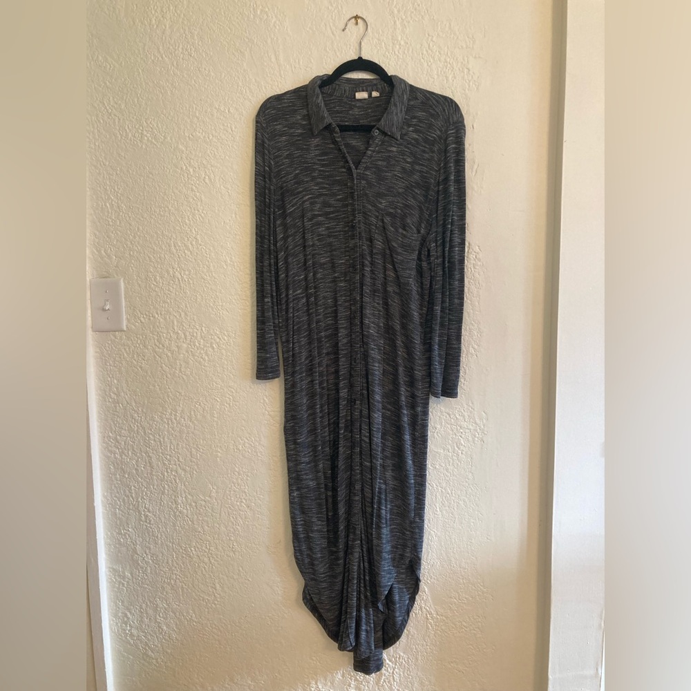 Long Gap Comfort Rayon Dress Button Front Collar